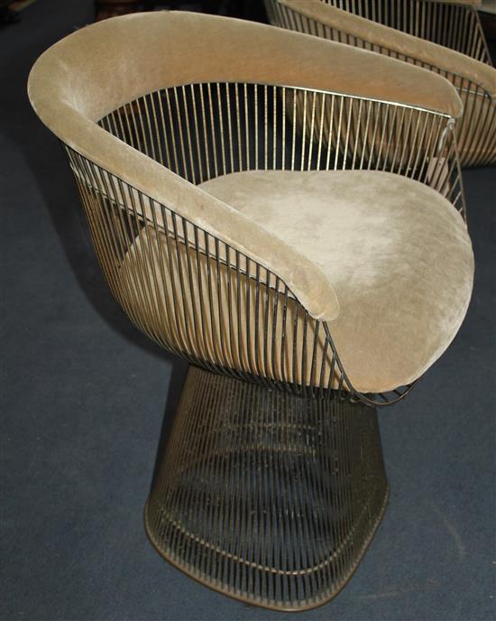 Warren Platner for Knoll International. A pair of chrome plated wire chairs,